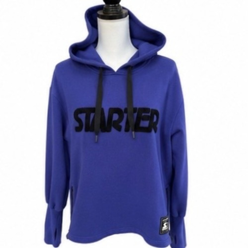 Starter Black Label Women's Medium Purple Hooded Sweatshirt Spellout Pullover
